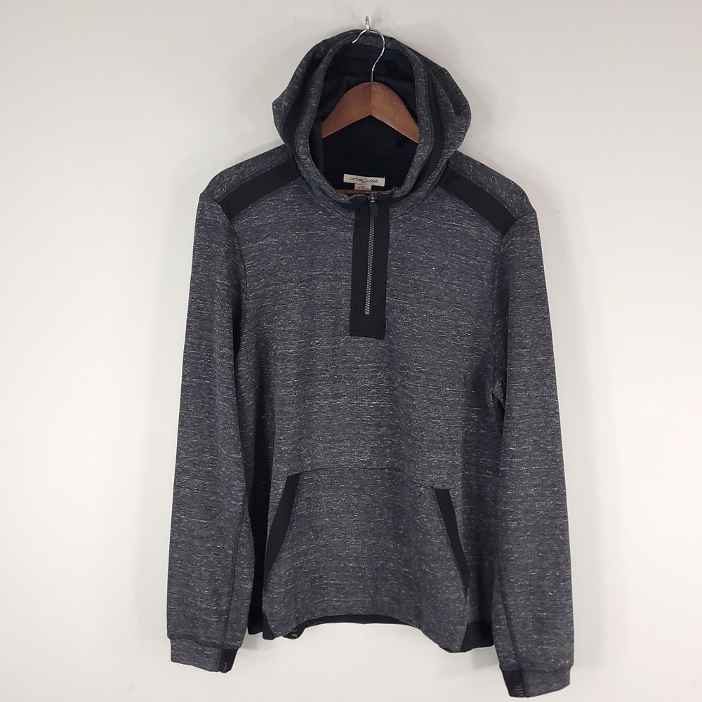 Carbon2Cobalt Hoodie Mens Medium Heather Gray Half Zip Kangaroo‎ Pocket Stretch